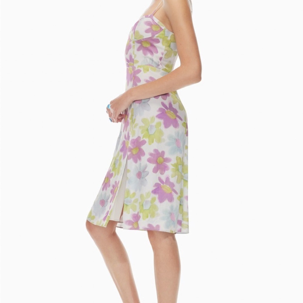 Aritzia Sunday Best Viola Midi Dress Sky/Pear Green Floral Sleeveless Size L - Picture 3 of 16